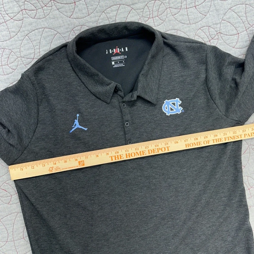 Jordan Polo Shirt Charcoal Gray UNC Tar Heels Dri-FIT / Men's Large